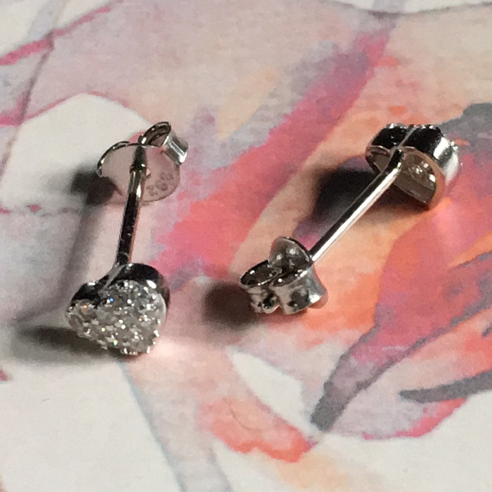 New! Sterling Silver Heart Stud Earrings - Picture 4 of 8